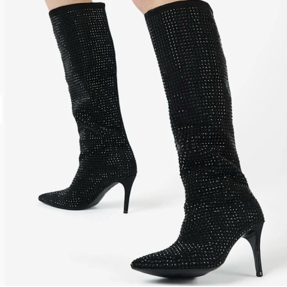 NWT Dune SPARKLY - BLACK
Women's High Heel Rhinestone
Stiletto Boots Sz 6